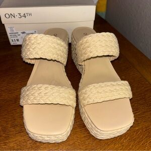 ON-34TH Women's Cream Braided Wedge Sandals